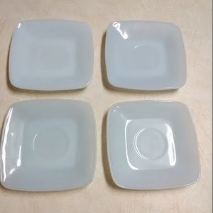 Lt blue Fire King azurite ? saucers lot of 4